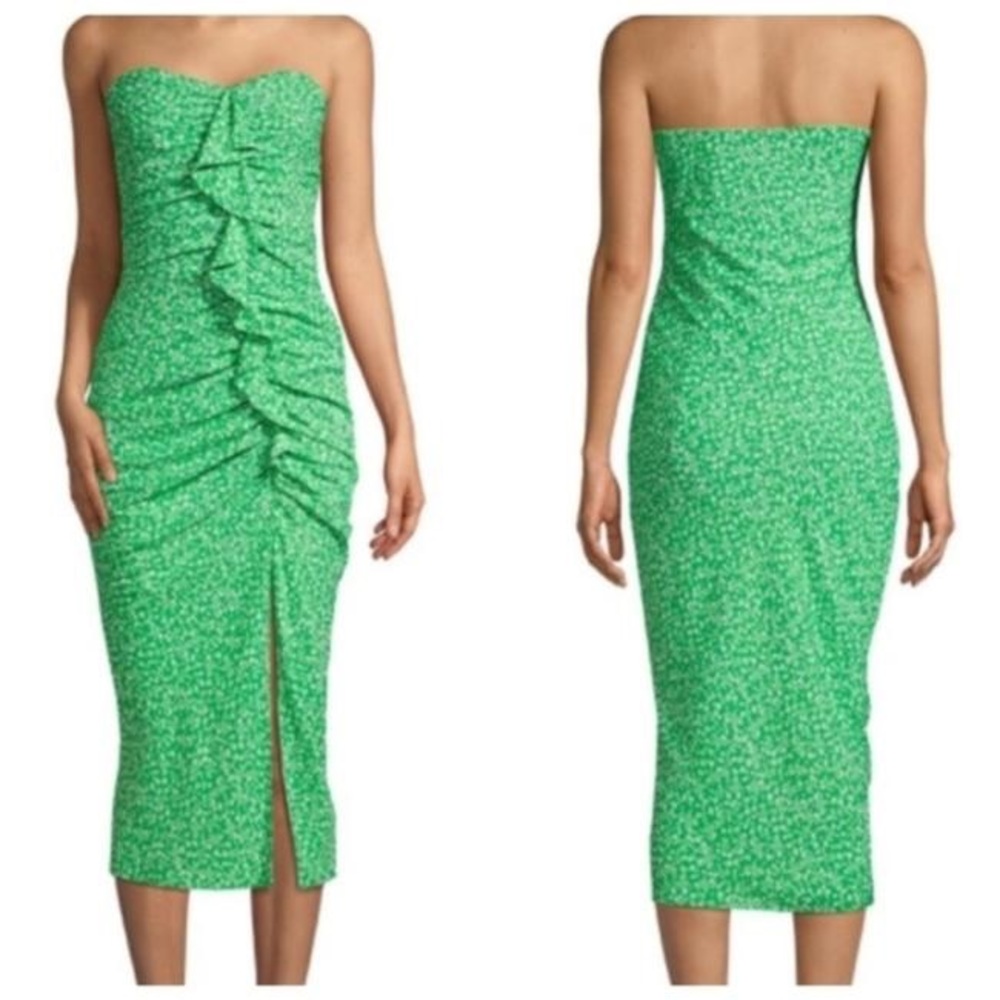 LIKELY Ali green dress ruched strapless NWT 0